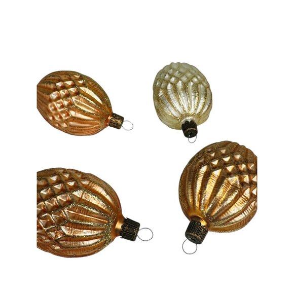 Vintage Blown Glass Glitter Christmas Ornaments Czech Lot of 4 - Picture 4 of 13